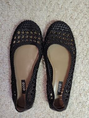 Ecco Women's Black Woven Ballet Flats